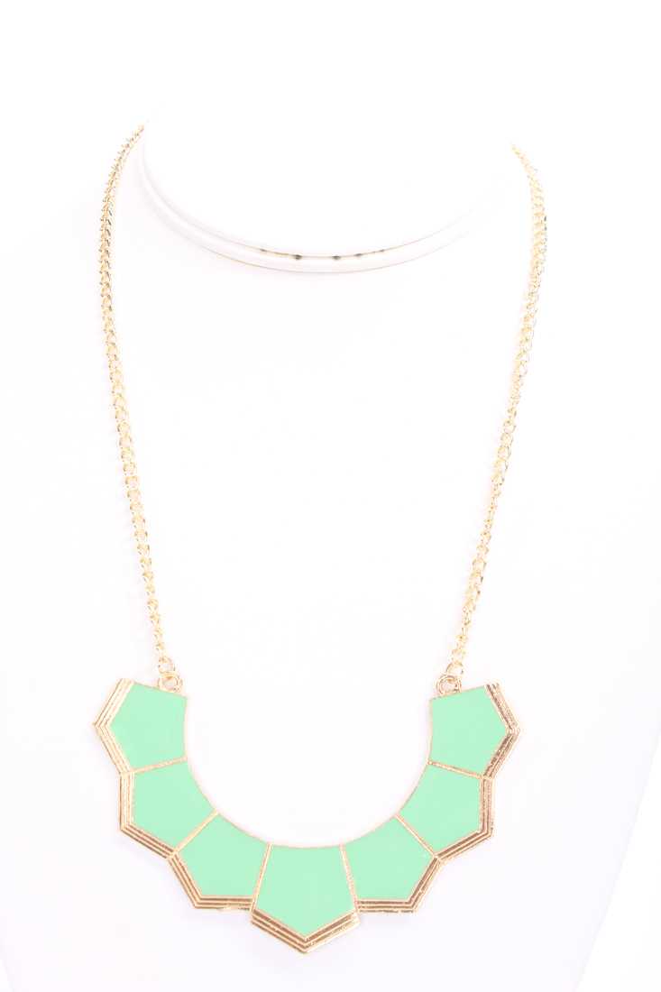 Mint Lacquer Finish Geometric Cute Necklace