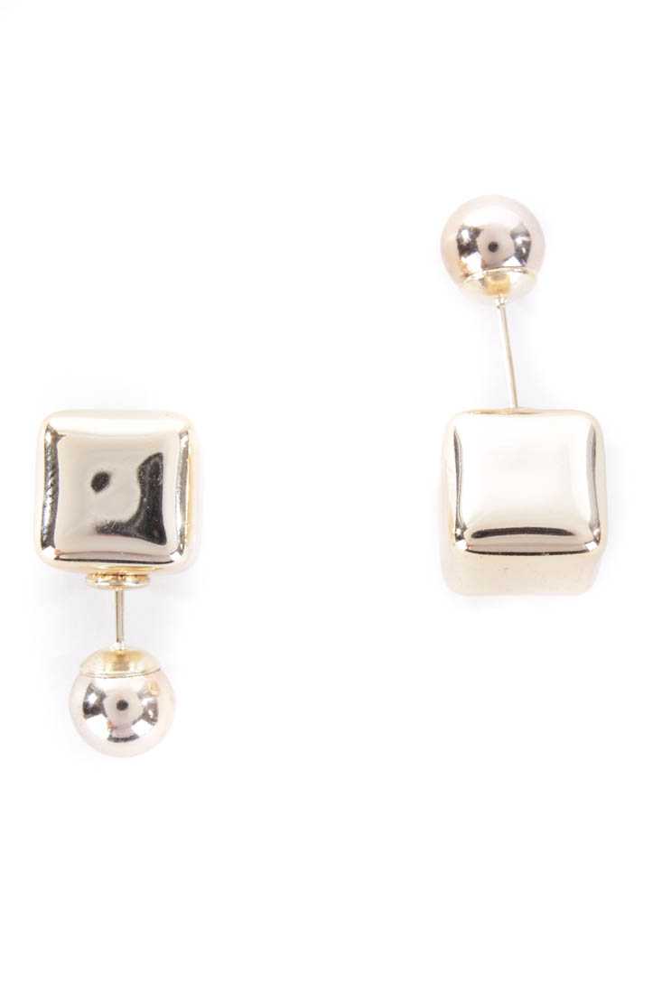 Gold Cube Beaded Earrings