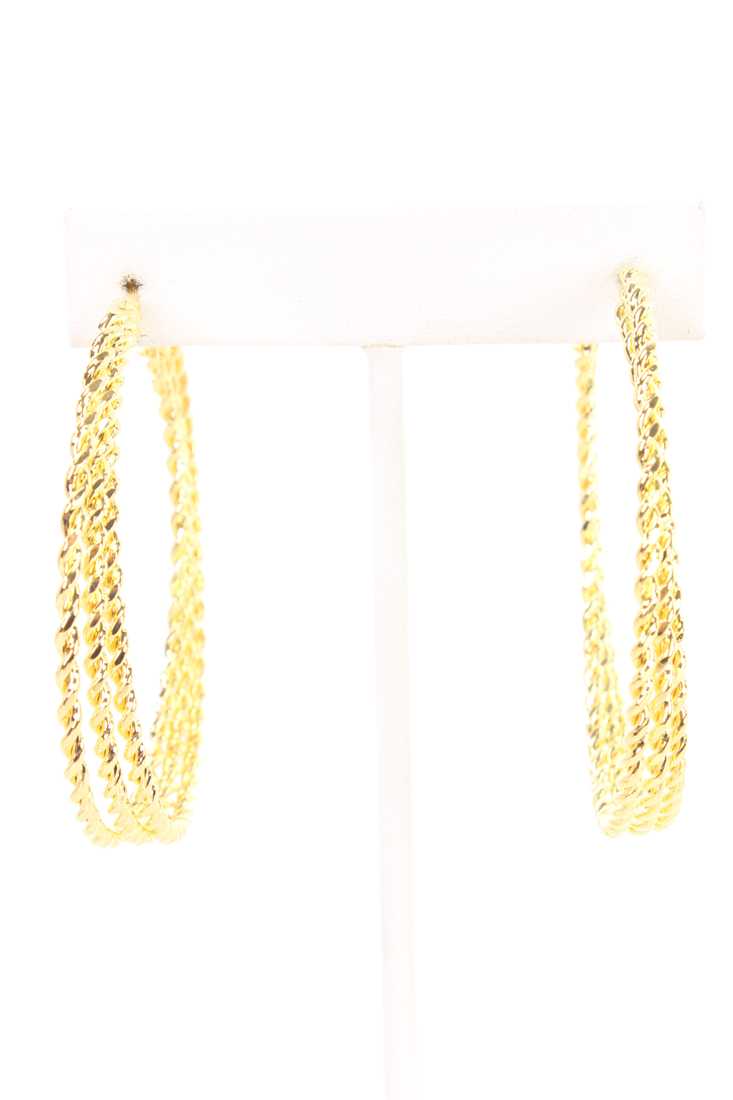 Gold Twisted High Polish Metal Hoop Earrings