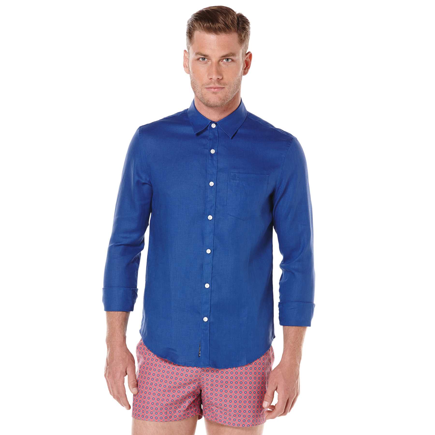 Original Penguin LONG SLEEVE LINEN SHIRT