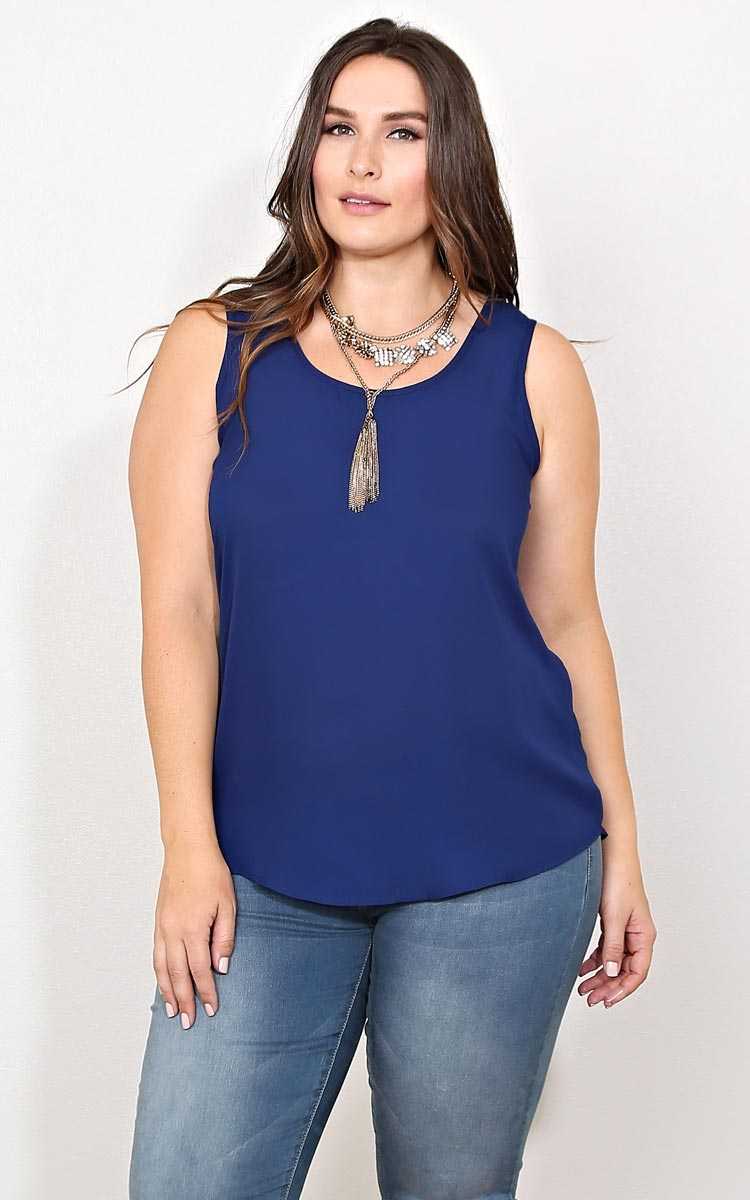 Plus Size Navy Woven Tank - Navy in Size by Styles For Less