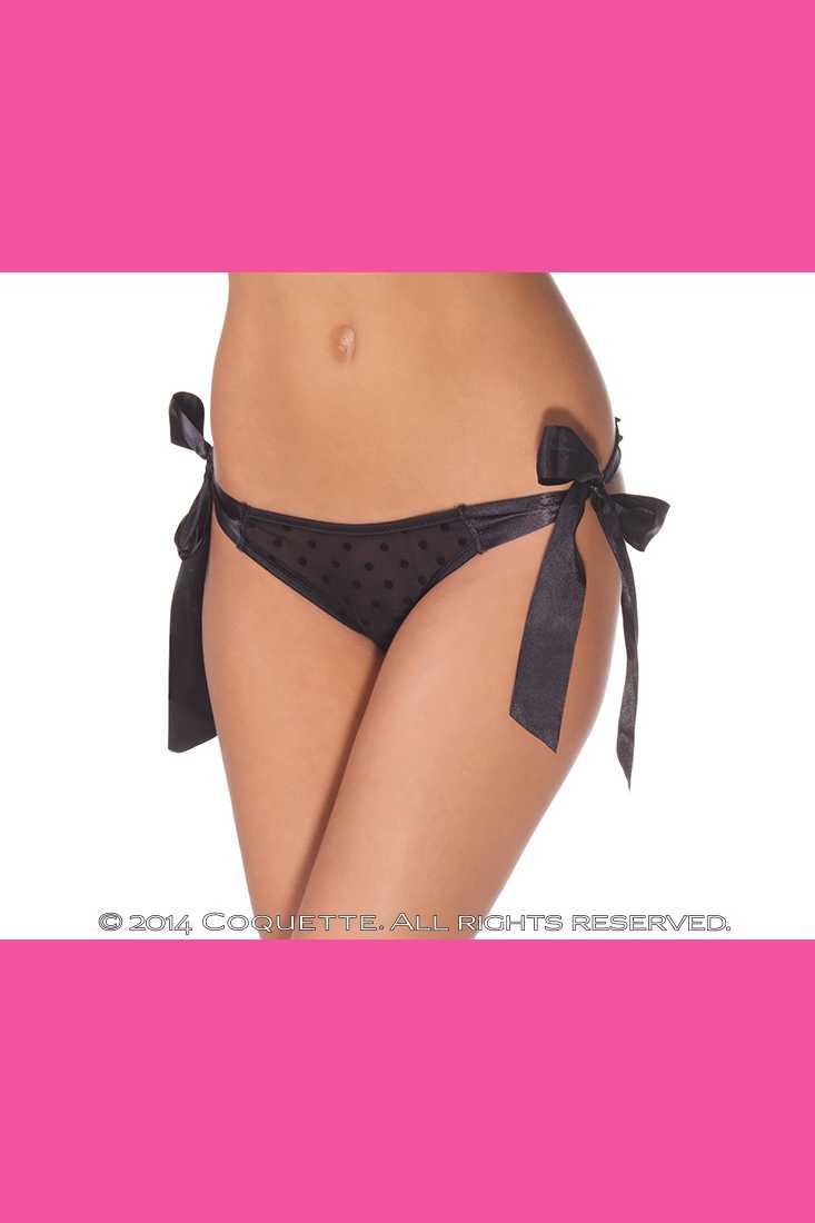 Black Polka Dot Mesh Ruffled Panty