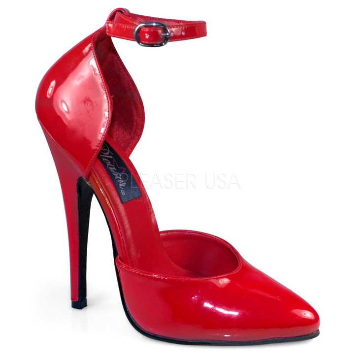Red Patent Ankle Strap Pointy Toe High Heels