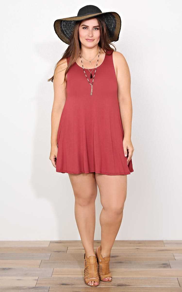 Plus Size Jenese Knit Swing Tunic - MARSALA in Size 1X by Styles For Less