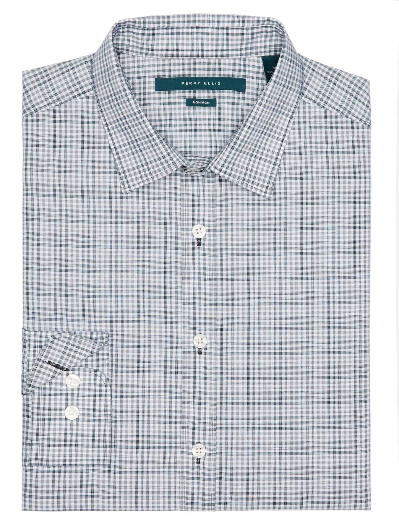 Perry Ellis Non-Iron Two Color Plaid Shirt