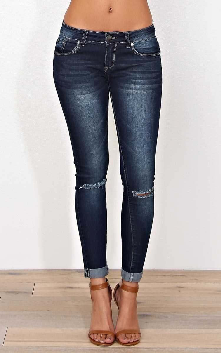 Tara Denim Skinny Jeans - Tinted Destroyed in Size 1 by Styles For Less