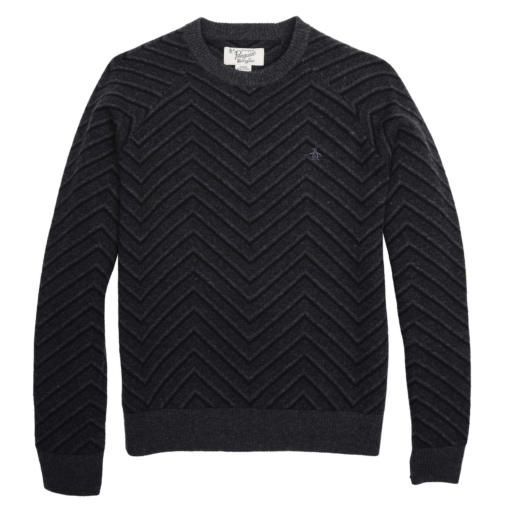 Original Penguin RAGLAN TEXTURED EXPLODED HERRINBONE CREW SWEATER