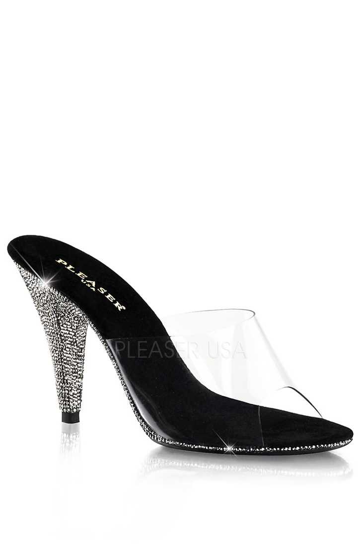 Black Clear Rhinestone High Heels Plastic