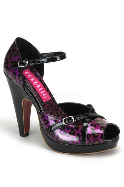Purple Animal Print Glitter Patent Faux Leather High Heels