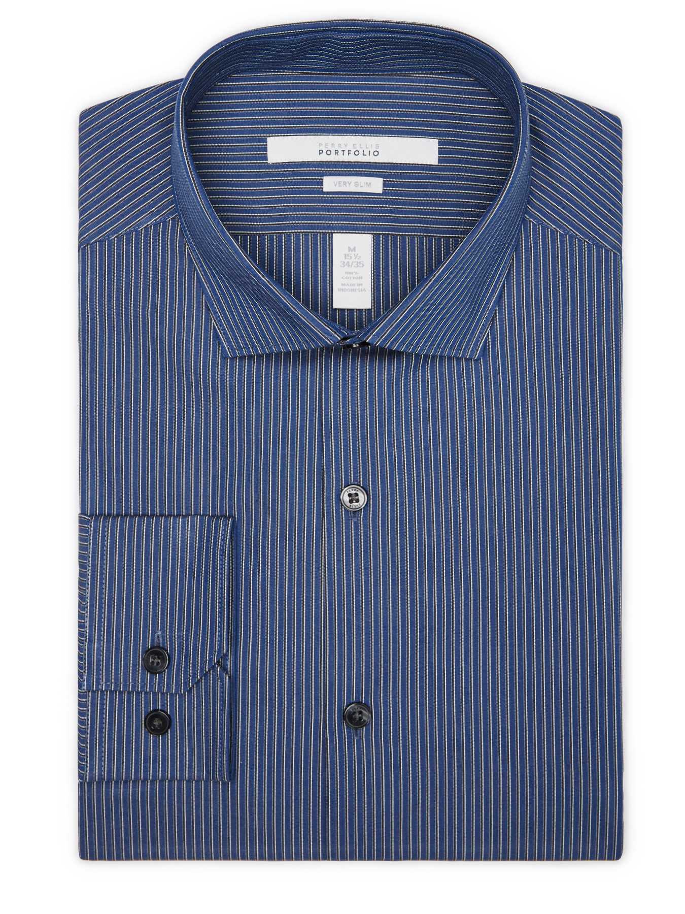 Perry Ellis Very Slim Bead Stripe Dress Shirt