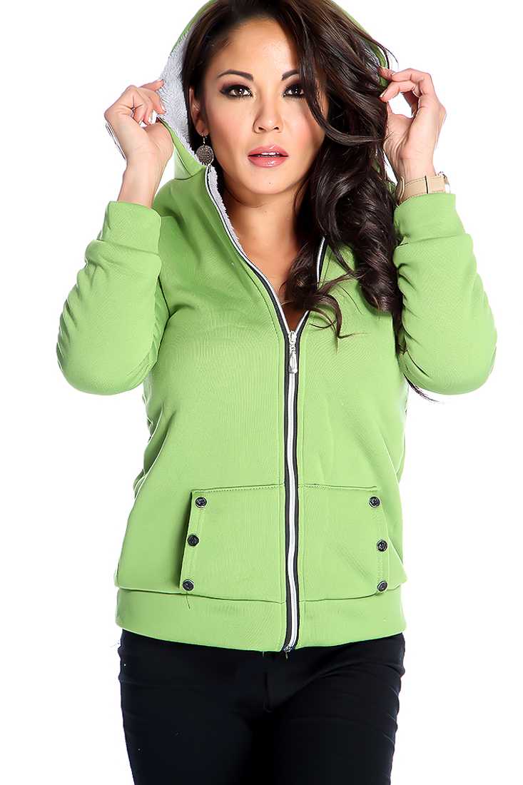 Stylish Olive Long Sleeve Zip Up Sweater