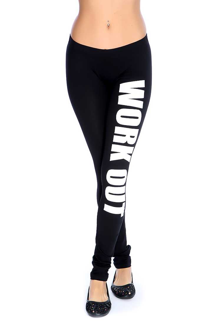 Black Graphic Print Cute Leggings