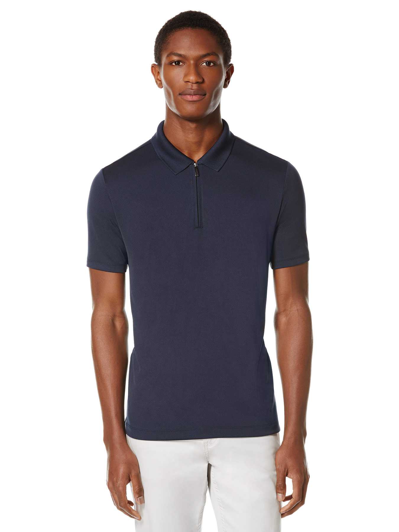 Perry Ellis Short Sleeve Mesh Zip Polo