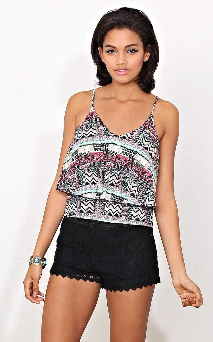 Let It Be Double Tier Knit Tank - - Black Combo in Size by Styles For Less