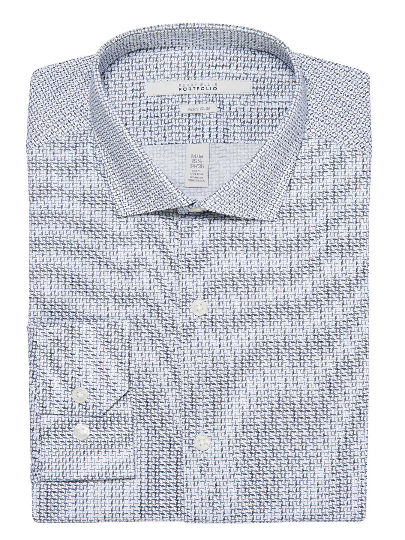 Perry Ellis Very Slim Crosshatch Print Dress Shirt