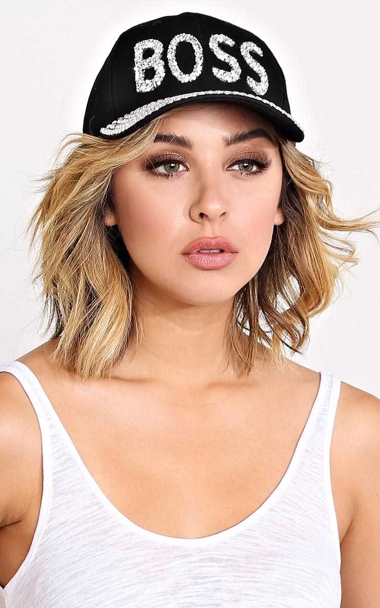 Rhinestone BOSS Baseball Cap - N/S - Black by Styles For Less