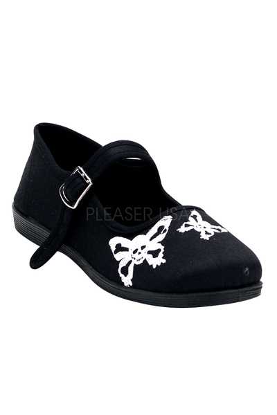 Black Canvas Maryjane Skull Butterfly Flats