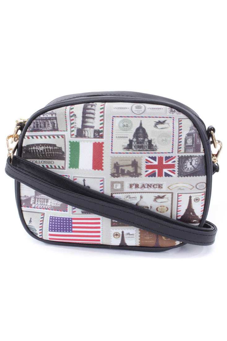 Black Flag Print Shoulder Handbag