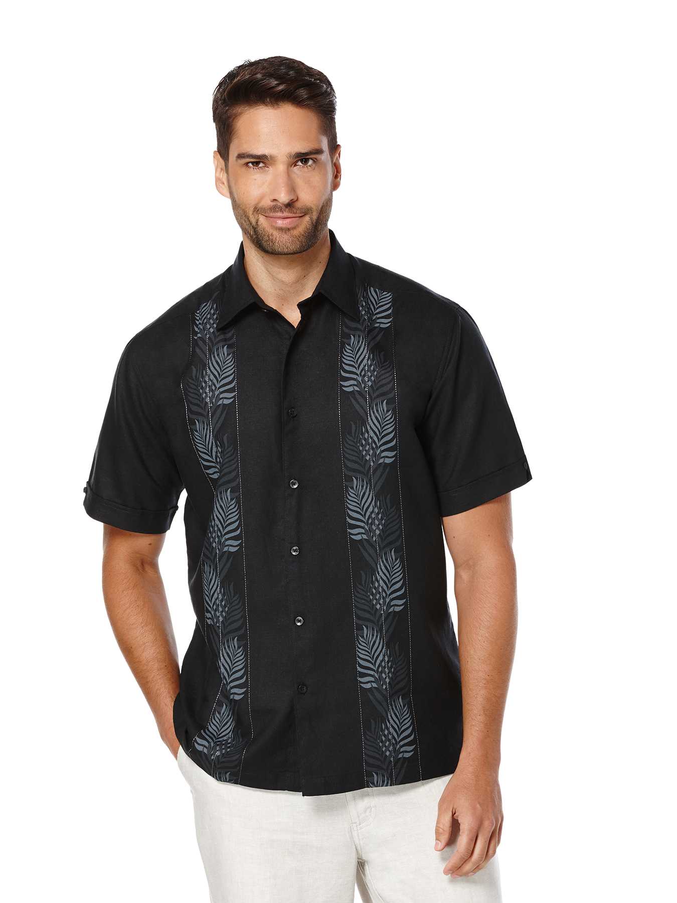 Cubavera Big & Tall Short Sleeve Tropical Shirt With Embroidered Panels