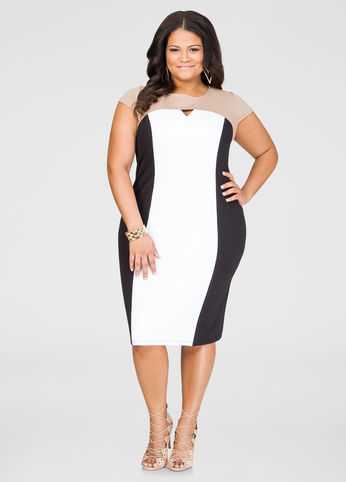 Colorblock Keyhole Sheath Dress
