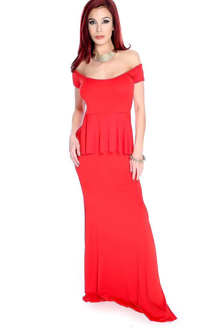 Sexy Red Off The Shoulder Maxi Cocktail Dress