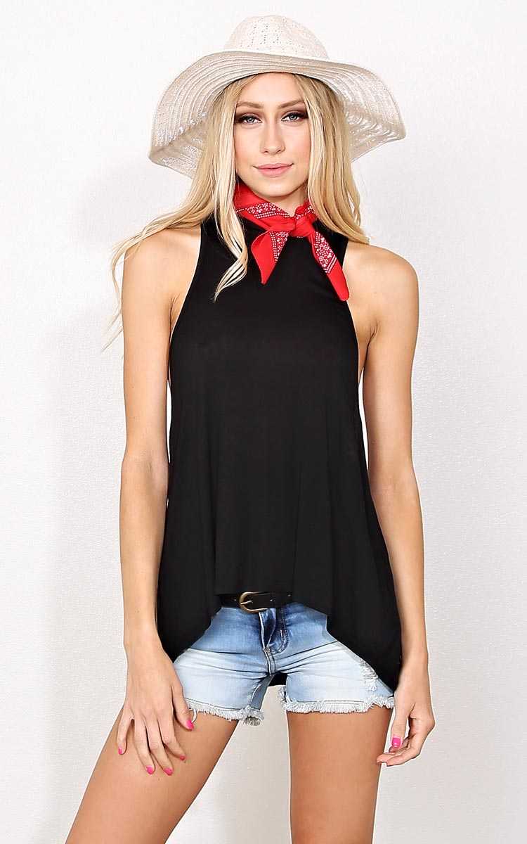 Allie Drop Arm Knit Tank - - Black in Size by Styles For Less