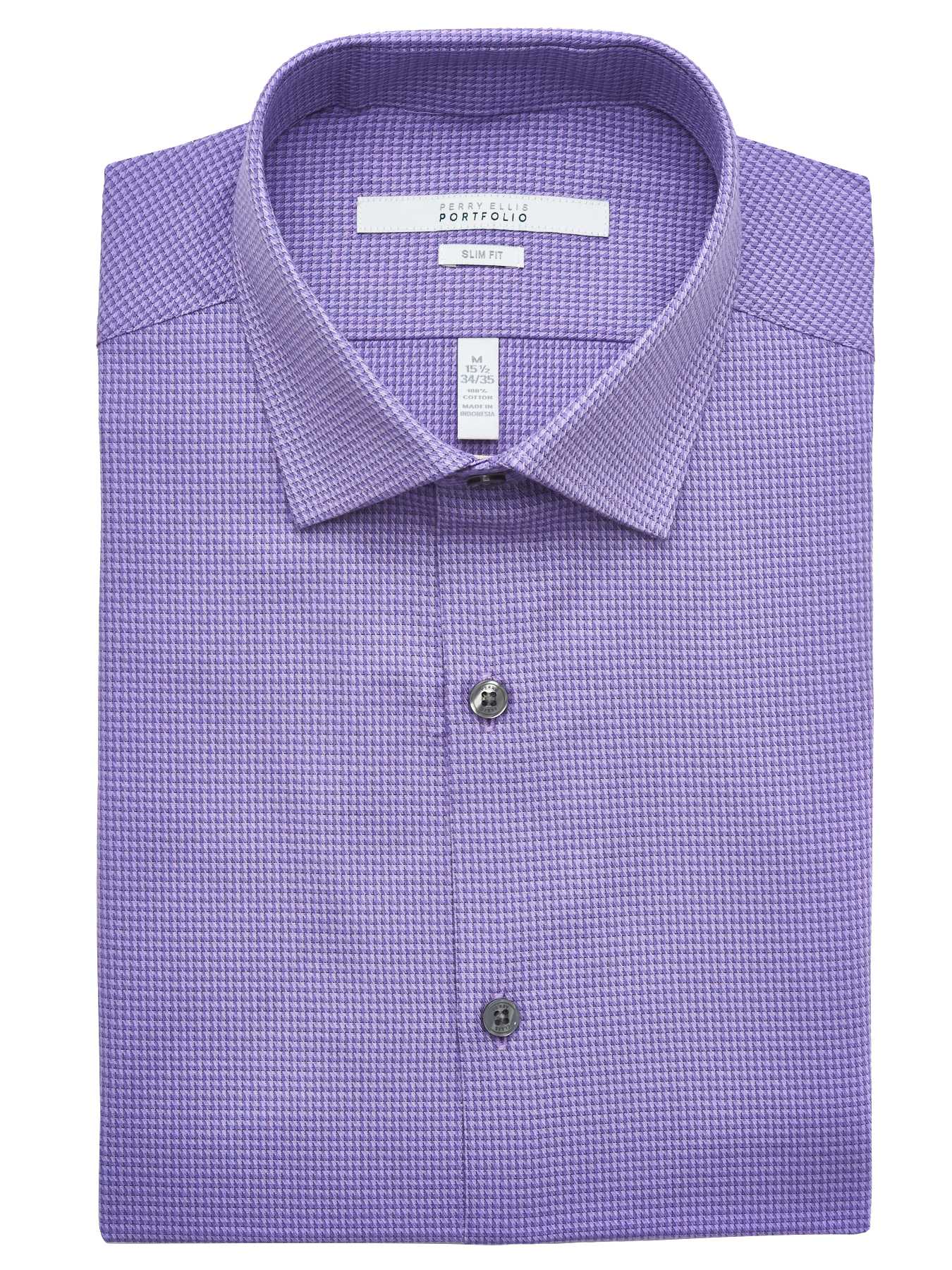 Perry Ellis Slim Fit Tritone Check Dress Shirt