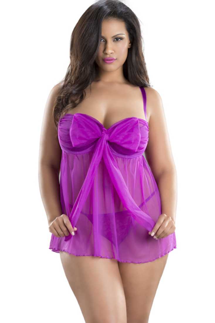 Orchid Plus Size 2 Piece Sexy Lingerie Baby Doll Set