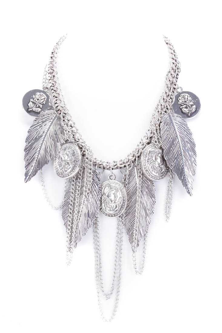 Silver High Polish Metal Cascading Necklace