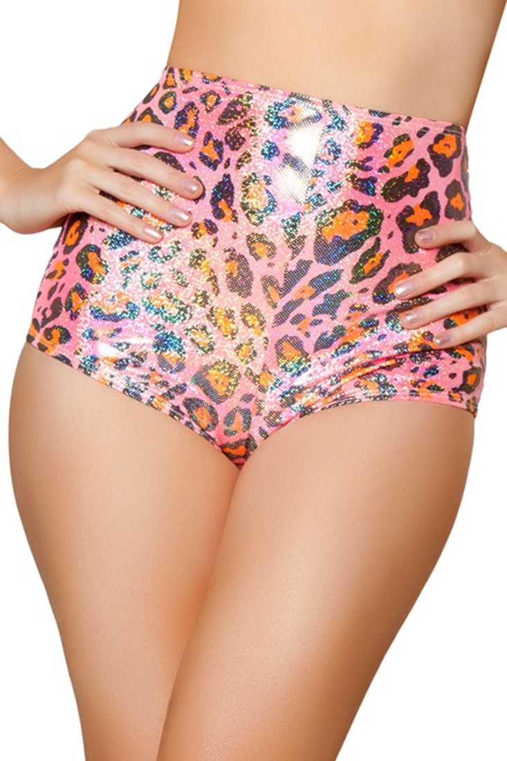 Pink Leopard High-Waisted Shorts