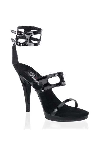 Black Patent Cut Out Strappy High Heels