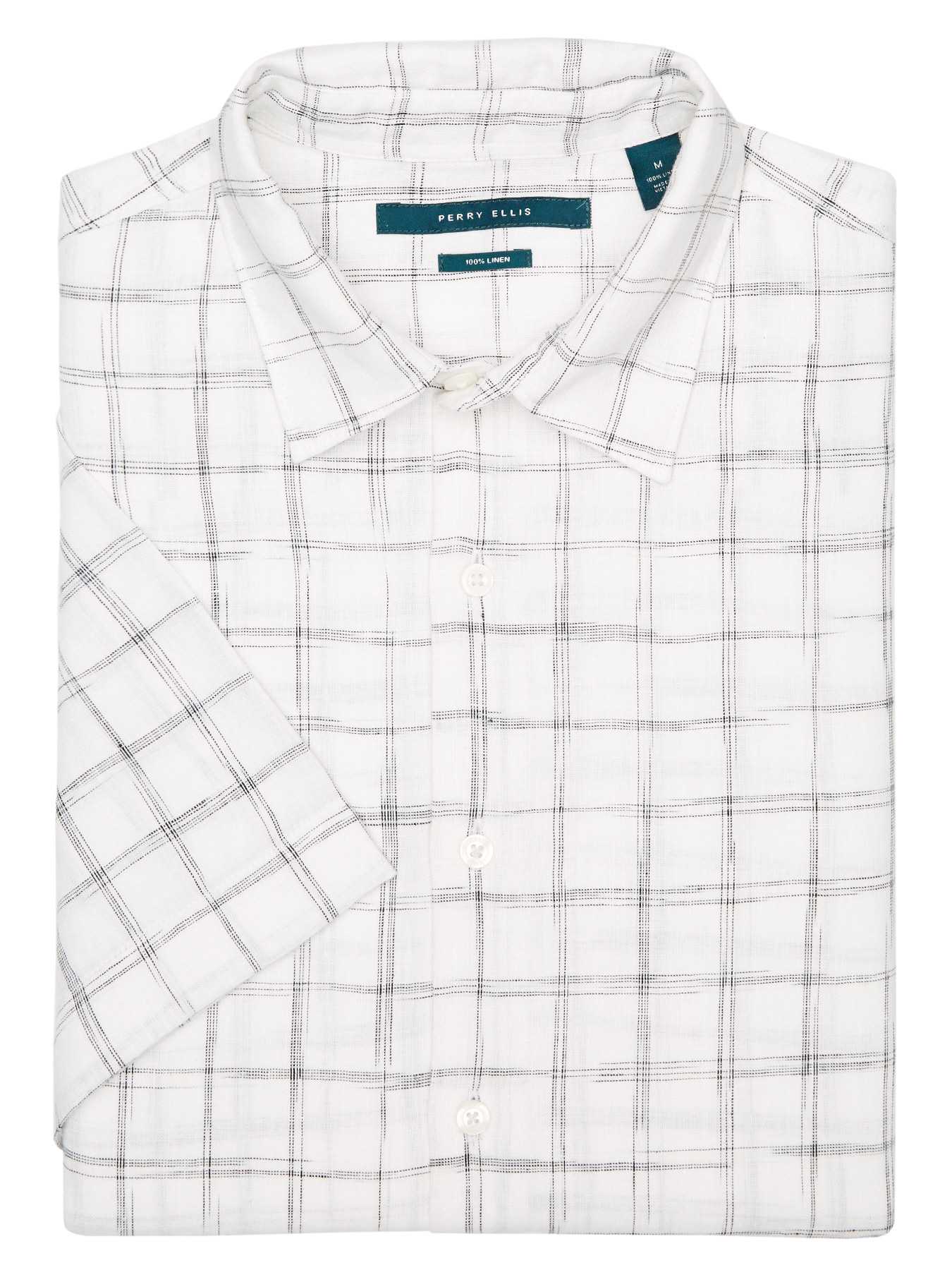 Perry Ellis Short Sleeve Space Dyed Linen Shirt