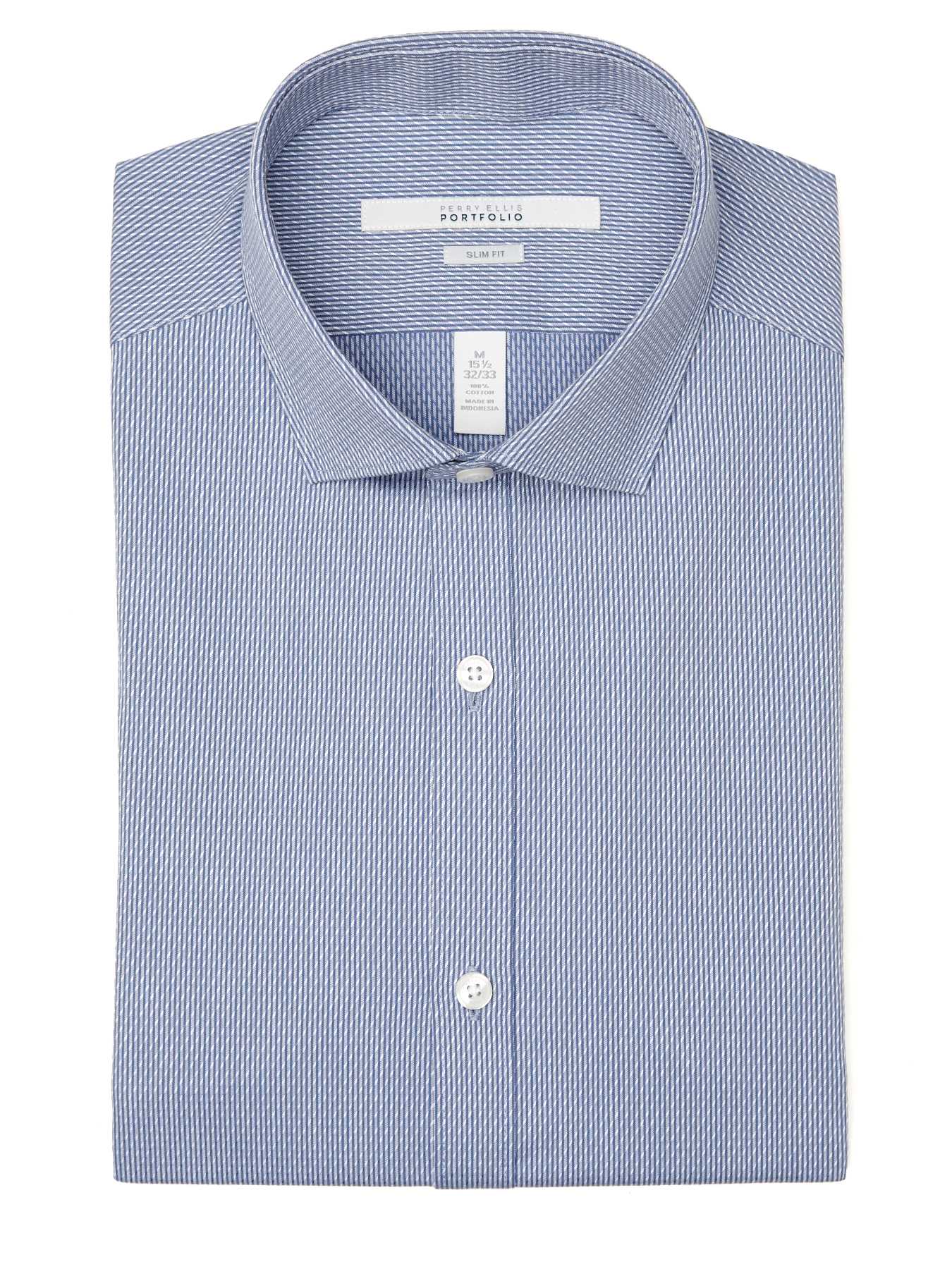 Perry Ellis Slim Fit Twill Stripe Dress Shirt