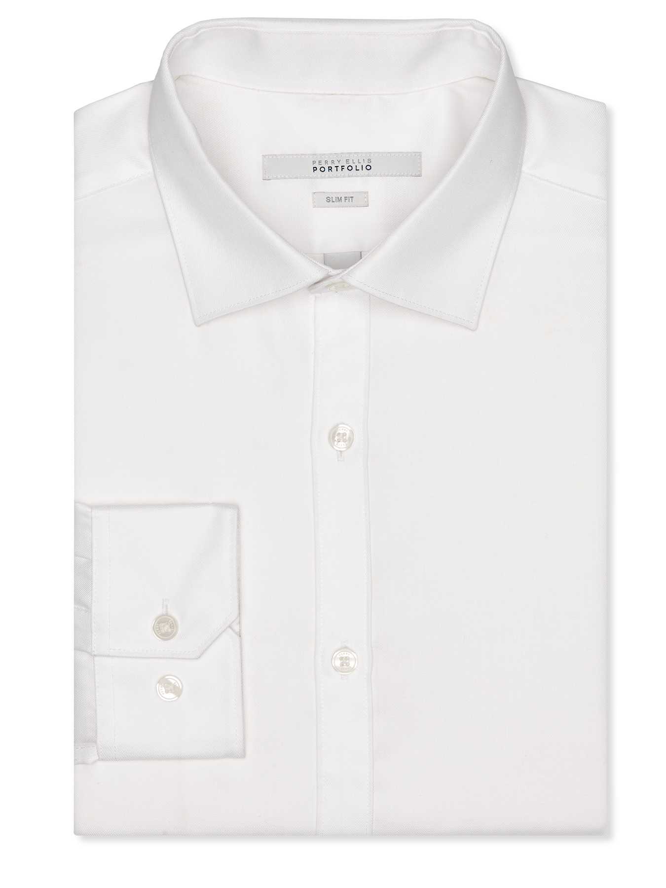 Perry Ellis Slim Fit Solid Travel Luxe Dress Shirt