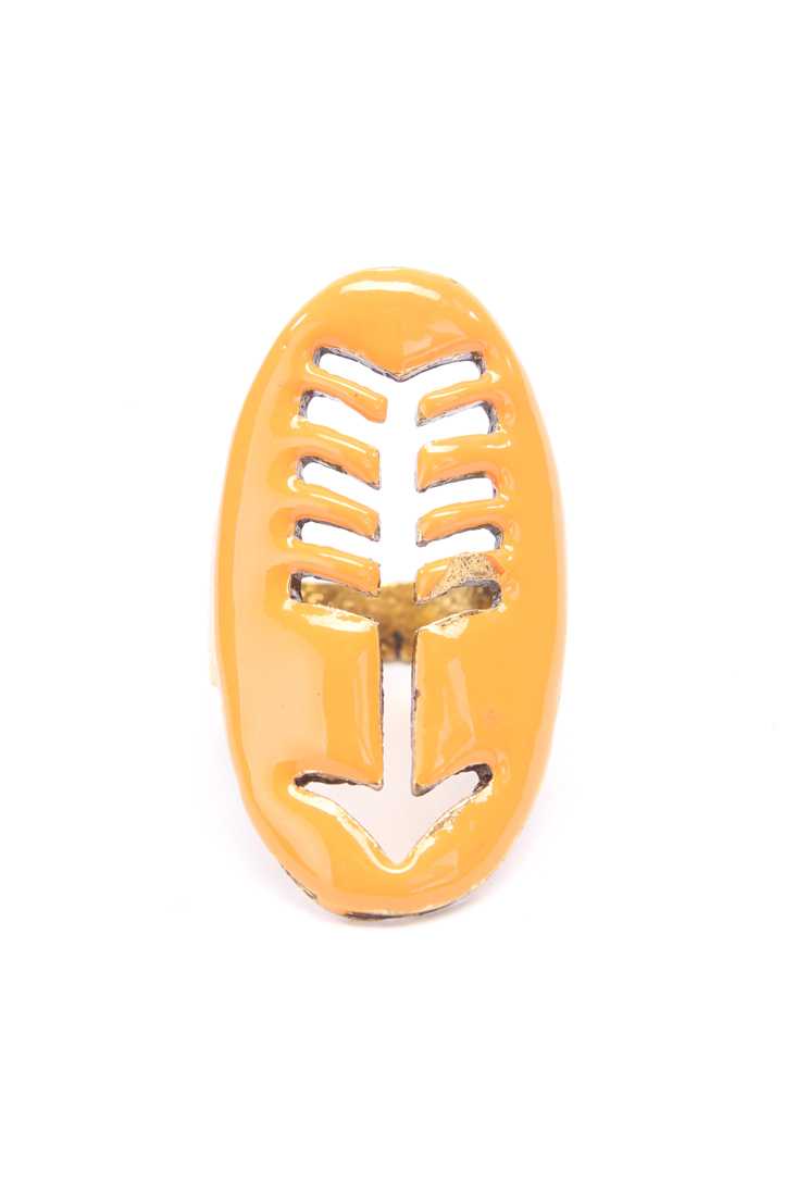 Neon Orange Gold Arrow Cut Out Lacquer Ring