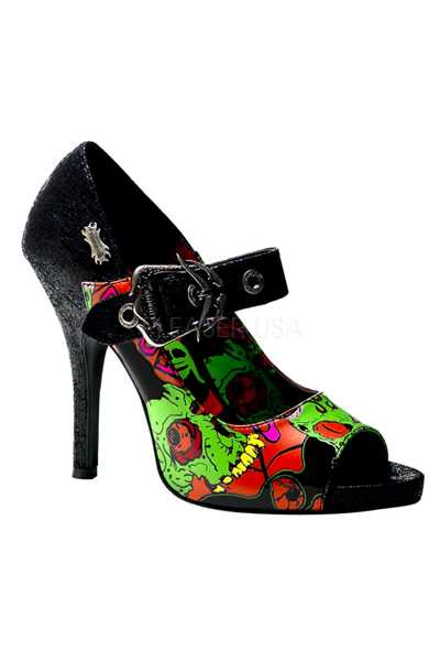 Black Zombie Horror Maryjane High Heels