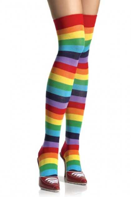 Multi Color Striped Thigh Highs Hosiery