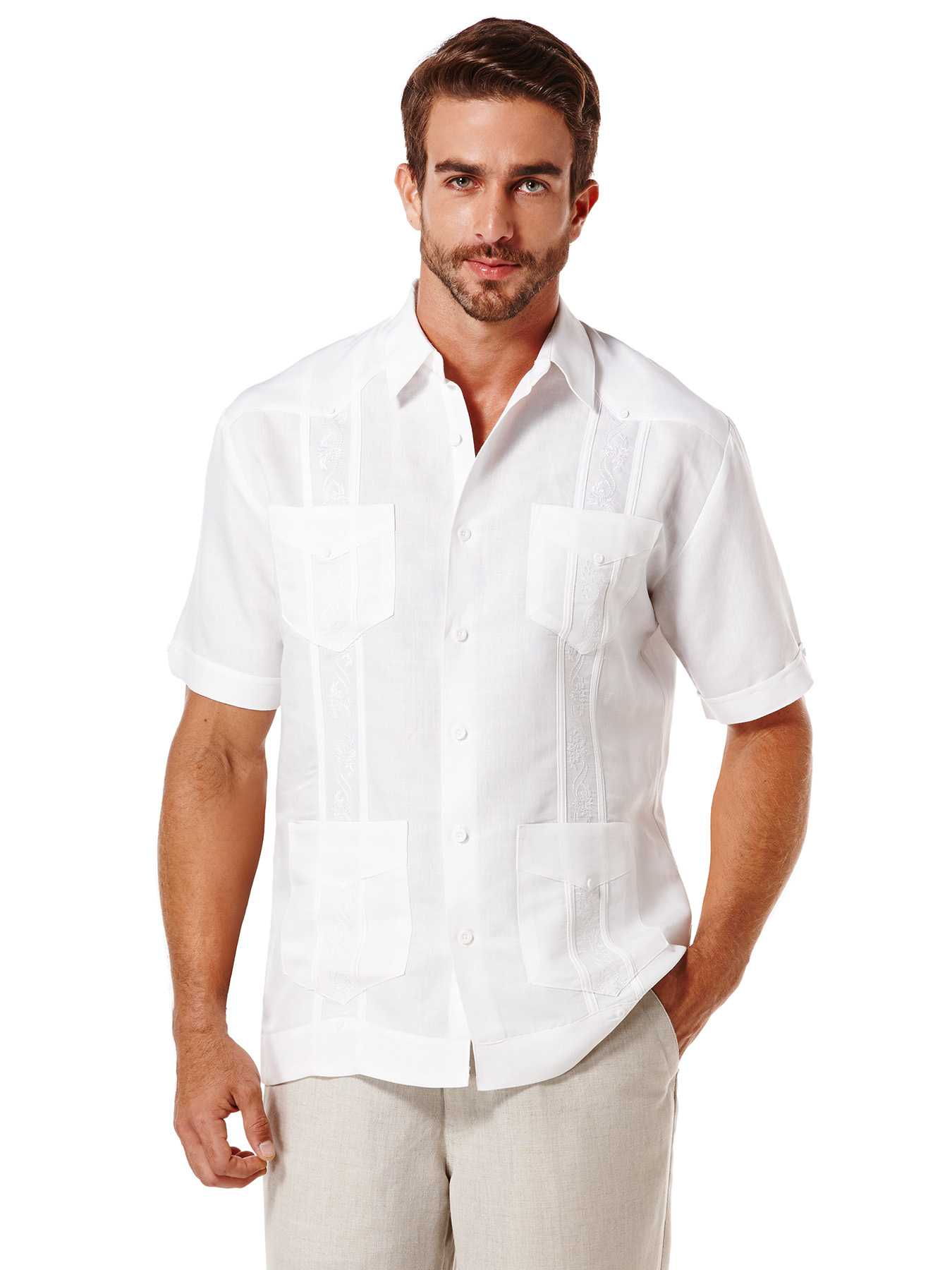Cubavera Ramie/Rayon Short Sleeve Embroidered Guayabera