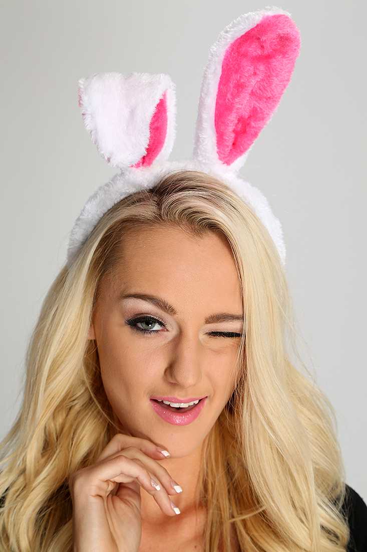 1 PC White Fuchsia Cuddle Faux Fur Bunny Ear Headband