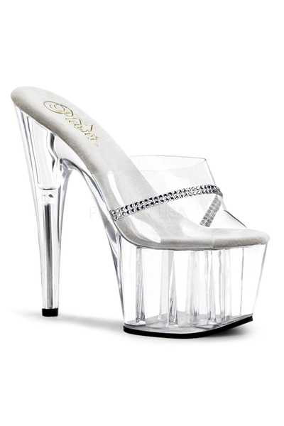 Clear Rhinestone Studded Platform High Heels