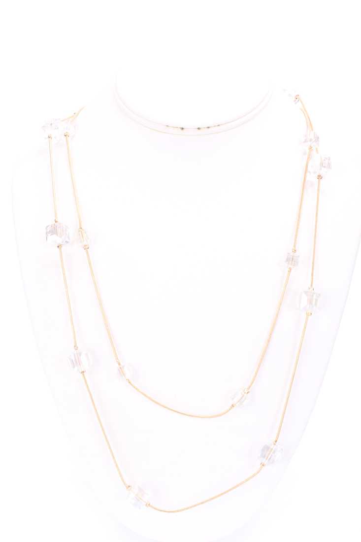Clear Cascading Faceted Beaded Cute Necklace