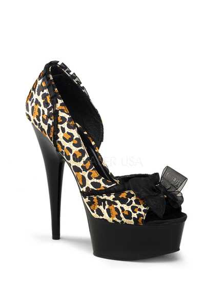 Leopard Print Satin Ruffled Peep Toe High Heels