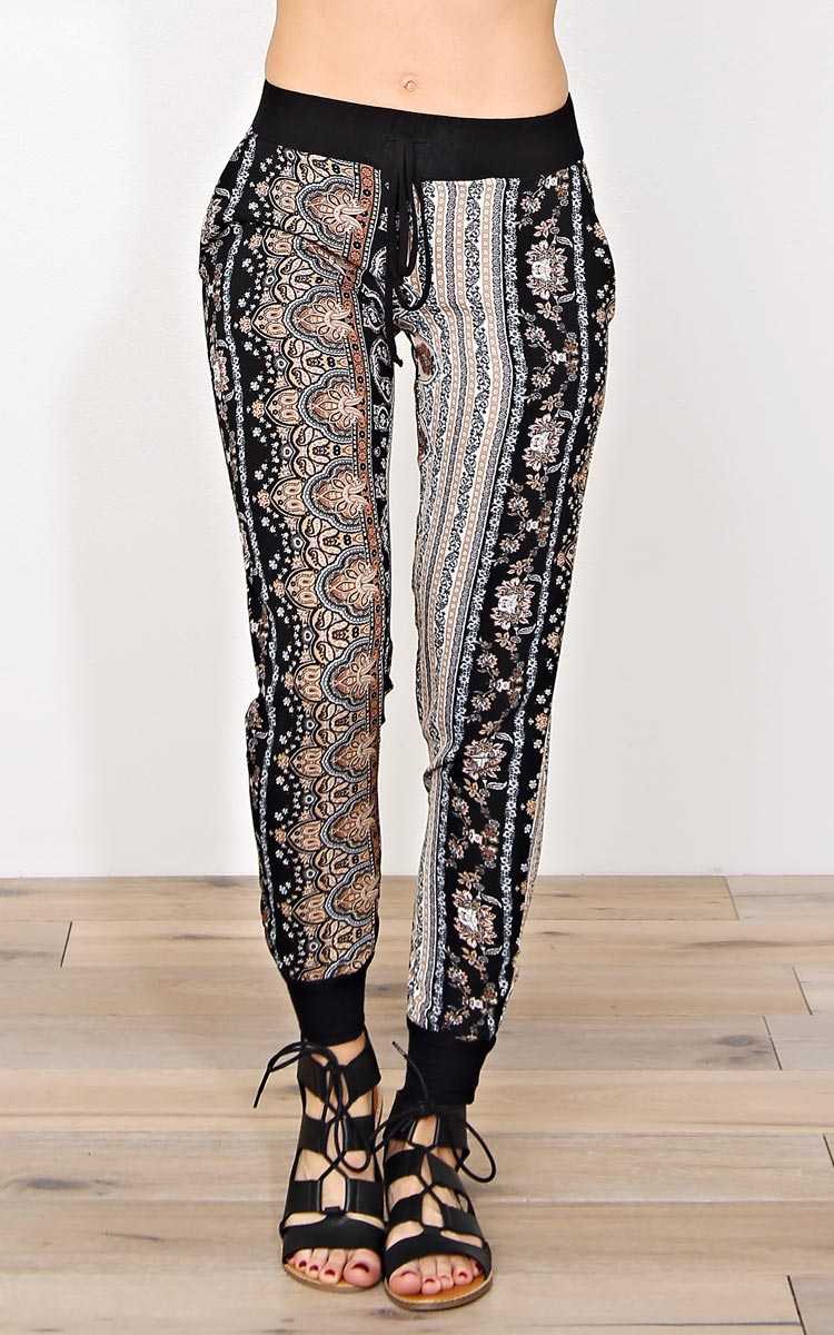 Rustic Traveler Woven Joggers - - Black Combo in Size by Styles For Less