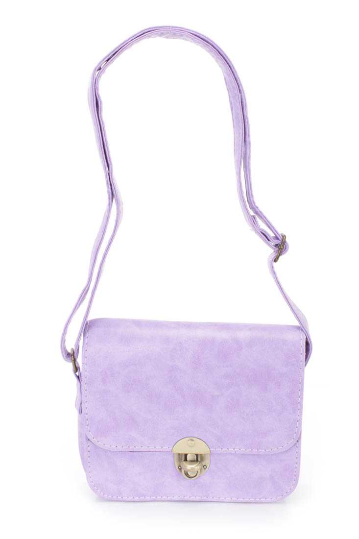 Lilac Faux leather Mini Messenger Bag