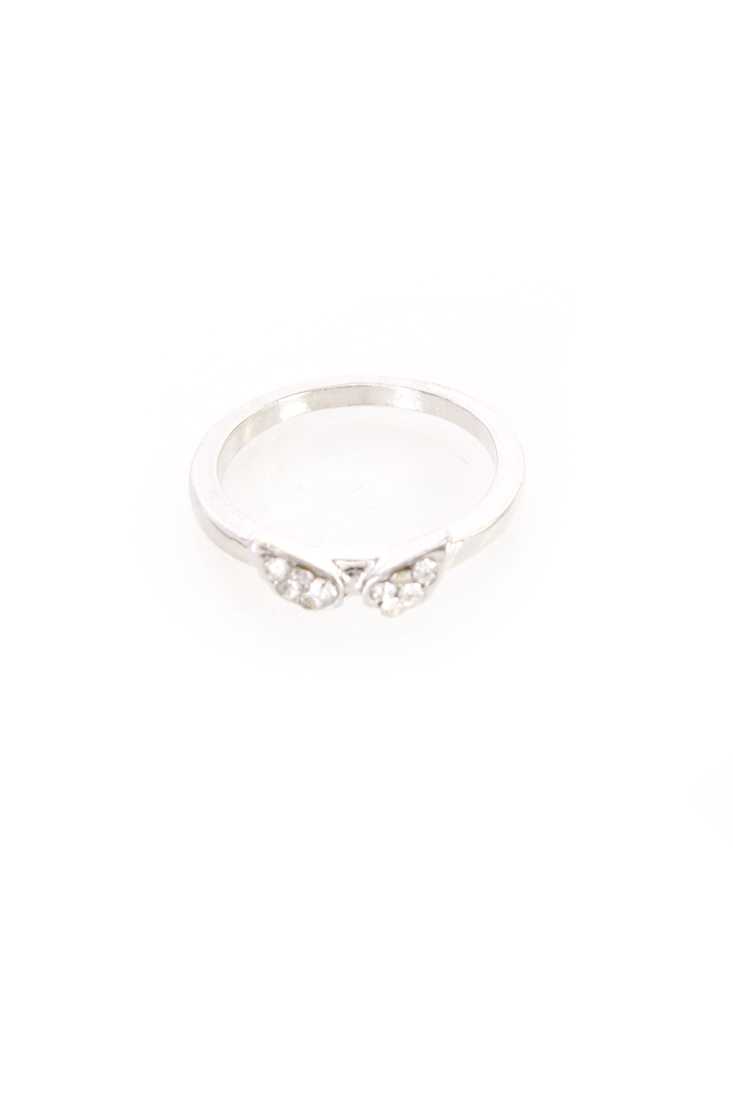 Silver Rhinestone Wing Cute Ring