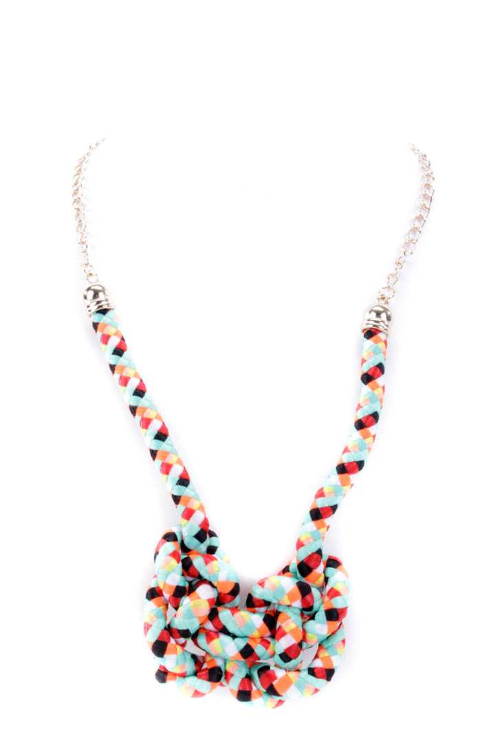 Orange Mint Knotted Rope Necklace