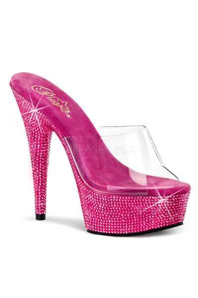 Clear Fuchsia Rhinestone Platform High Heels