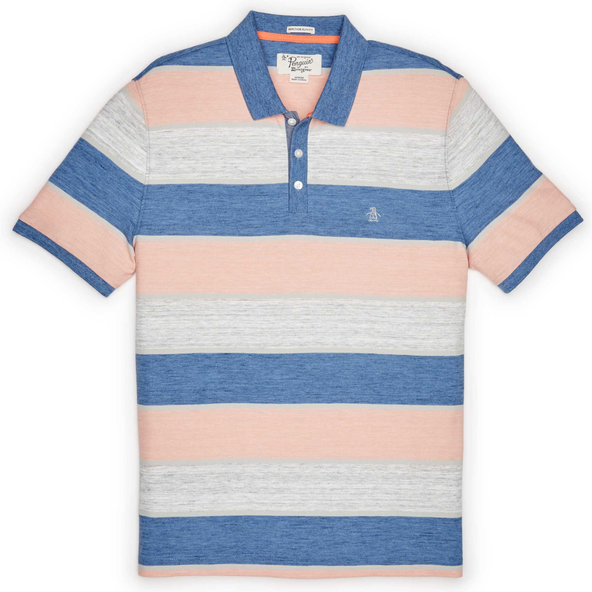 Original Penguin HEATHERED WIDE STRIPE POLO