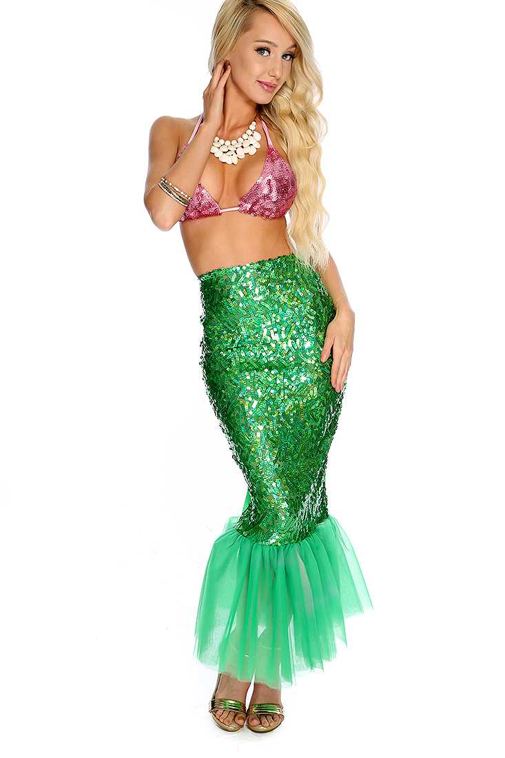 Pink Green 2. Piece Sexy Mermaid Costume