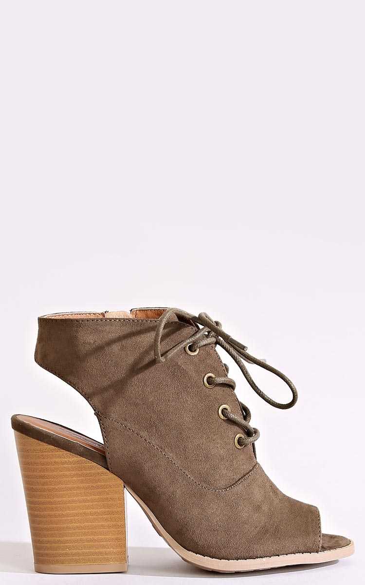QUPID Olivia Open Heel Bootie - Olive/Drab in Size 6 by Styles For Less
